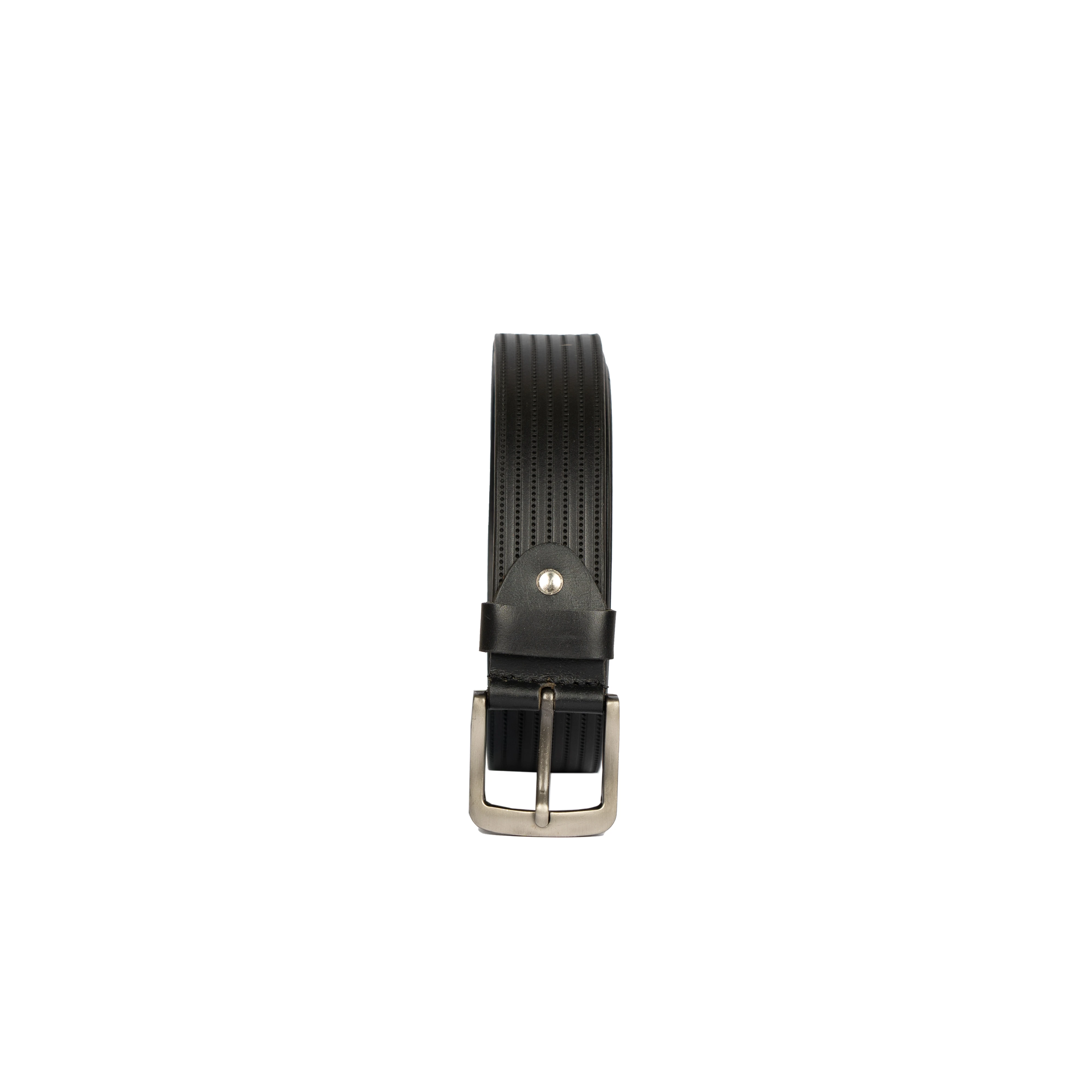 Men’s Leather Belt – Engraved Liner Stripes – 100% Genuine